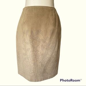 Rena Rowan Suede leather pencil skirt 4
